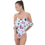 Vector Set Isolates With Cute Birds Scandinavian Style Drape Piece Swimsuit