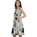 Cute Cat Seamless Pattern Sleeveless V-Neck Skater Dress with Pockets
