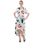 Vector Set Isolates With Cute Birds Scandinavian Style Front Wrap High Low Dress
