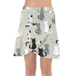 Cute Cat Seamless Pattern Wrap Front Skirt