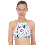 Vector Set Isolates With Cute Birds Scandinavian Style Halter Bikini Top