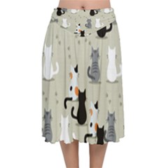 Velvet Flared Midi Skirt 