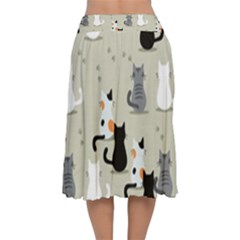Velvet Flared Midi Skirt 