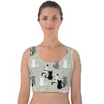 Cute Cat Seamless Pattern Velvet Crop Top