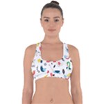 Vector Set Isolates With Cute Birds Scandinavian Style Cross Back Hipster Bikini Top 