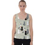 Cute Cat Seamless Pattern Velvet Tank Top
