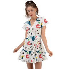 Flutter Sleeve Wrap Dress 
