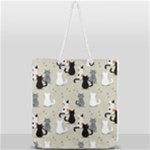 Cute Cat Seamless Pattern Full Print Rope Handle Tote (Large)