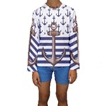 Anchor Background Design Kids  Long Sleeve Swimwear
