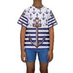 Anchor Background Design Kids  Short Sleeve Swimwear