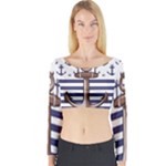 Anchor Background Design Long Sleeve Crop Top
