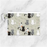 Cute Cat Seamless Pattern Canvas Cosmetic Bag (Medium)