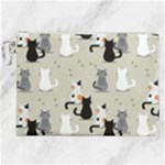 Cute Cat Seamless Pattern Canvas Cosmetic Bag (XXL)