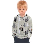 Cute Cat Seamless Pattern Kids  Overhead Hoodie