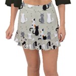 Cute Cat Seamless Pattern Fishtail Mini Chiffon Skirt