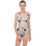 Cute Cat Seamless Pattern Center Cut Out Swimsuit