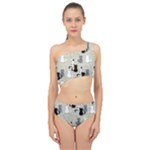 Cute Cat Seamless Pattern Spliced Up Two Piece Swimsuit