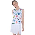 Vector Set Isolates With Cute Birds Scandinavian Style Women s Sleeveless Sports Top
