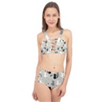 Cute Cat Seamless Pattern Cage Up Bikini Set