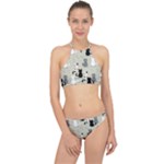 Cute Cat Seamless Pattern Halter Bikini Set