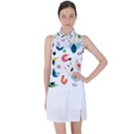 Vector Set Isolates With Cute Birds Scandinavian Style Women s Sleeveless Polo T-Shirt