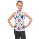Vector Set Isolates With Cute Birds Scandinavian Style Kids  Sleeveless Polo T-Shirt