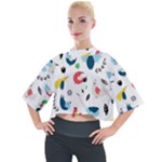 Vector Set Isolates With Cute Birds Scandinavian Style Mock Neck T-Shirt