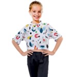 Vector Set Isolates With Cute Birds Scandinavian Style Kids Mock Neck T-Shirt