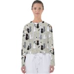 Cute Cat Seamless Pattern Women s Slouchy Sweat