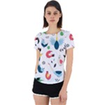 Vector Set Isolates With Cute Birds Scandinavian Style Back Cut Out Sport T-Shirt