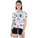 Vector Set Isolates With Cute Birds Scandinavian Style Open Back Sport T-Shirt