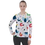 Vector Set Isolates With Cute Birds Scandinavian Style Women s Pique Long Sleeve T-Shirt