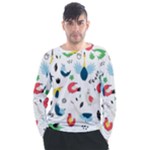 Vector Set Isolates With Cute Birds Scandinavian Style Men s Long Sleeve Raglan T-Shirt