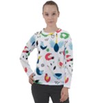 Vector Set Isolates With Cute Birds Scandinavian Style Women s Long Sleeve Raglan T-Shirt