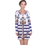 Anchor Background Design Long Sleeve Nightdress