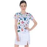 Vector Set Isolates With Cute Birds Scandinavian Style Women s Sports Top