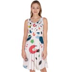 Vector Set Isolates With Cute Birds Scandinavian Style Knee Length Skater Dress With Pockets