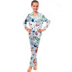 Vector Set Isolates With Cute Birds Scandinavian Style Kids  Satin Long Sleeve Pajamas Set
