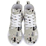 Cute Cat Seamless Pattern Women s Lightweight High Top Sneakers