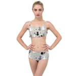 Cute Cat Seamless Pattern Layered Top Bikini Set