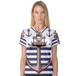 Anchor Background Design V-Neck Sport Mesh T-Shirt