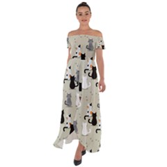 Off Shoulder Open Front Chiffon Dress 