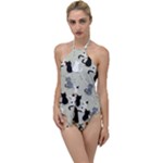 Cute Cat Seamless Pattern Go with the Flow One Piece Swimsuit