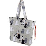 Cute Cat Seamless Pattern Drawstring Tote Bag