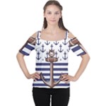 Anchor Background Design Cutout Shoulder T-Shirt