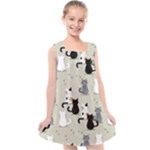 Cute Cat Seamless Pattern Kids  Cross Back Dress