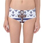 Anchor Background Design Mid-Waist Bikini Bottoms