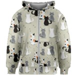 Cute Cat Seamless Pattern Kids  Zipper Hoodie Without Drawstring