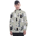 Cute Cat Seamless Pattern Men s Front Pocket Pullover Windbreaker