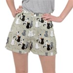 Cute Cat Seamless Pattern Women s Ripstop Shorts